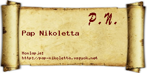 Pap Nikoletta névjegykártya
